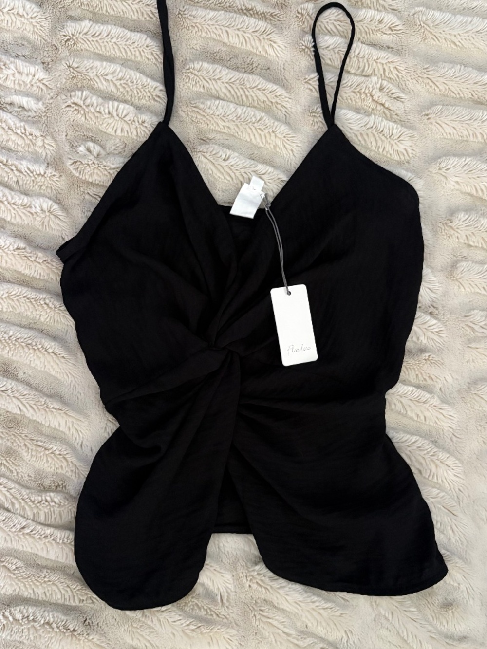 NWT Black Satin Twist-Front Cami Top size small